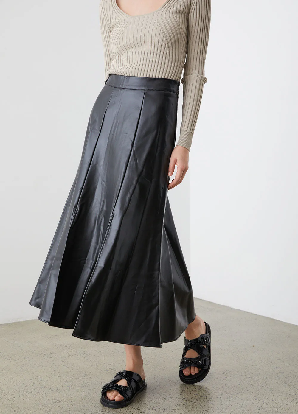 0023 VEGEA Leather A-line Skirt