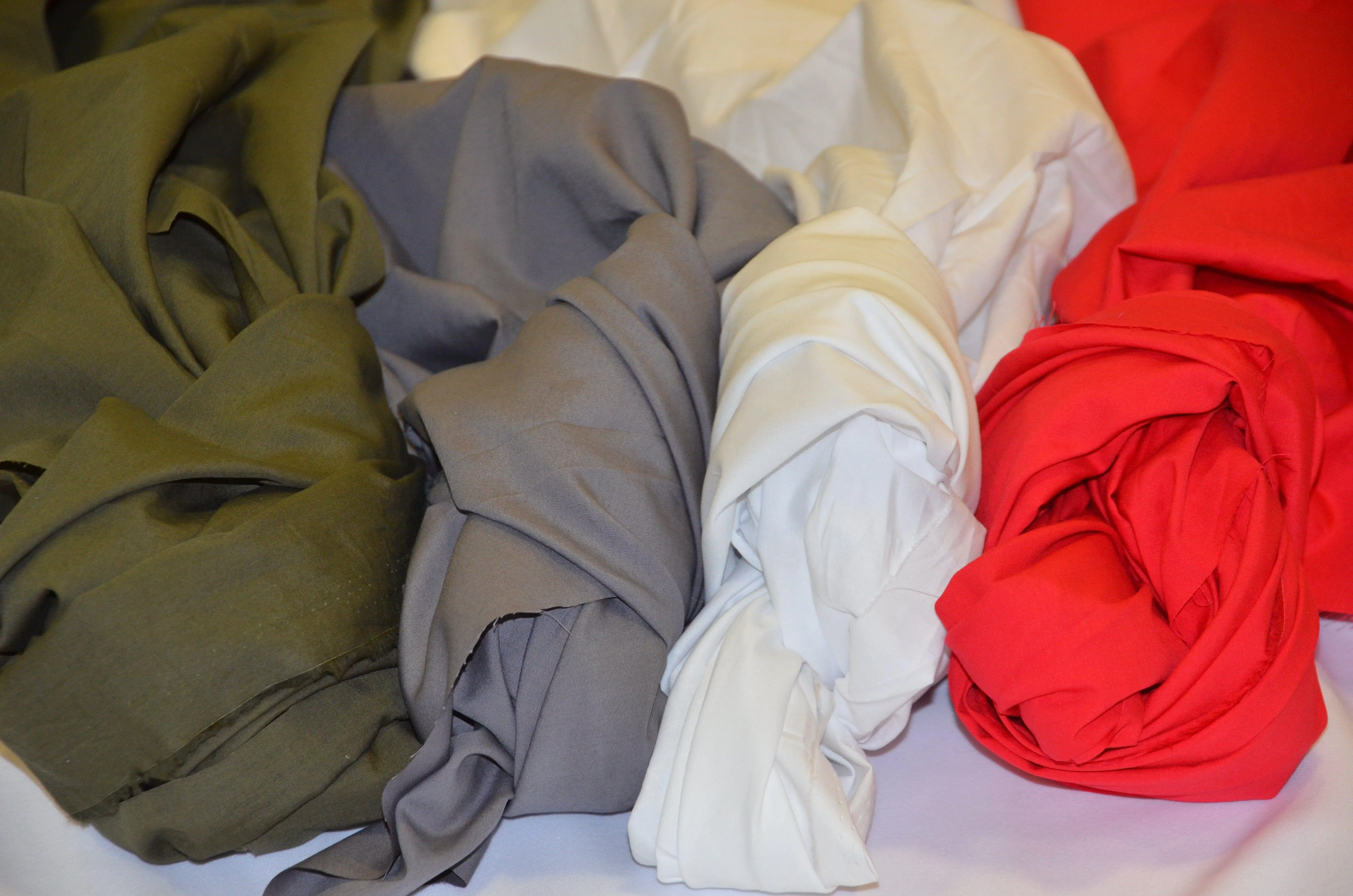 100% Cotton Poplin Broadcloth by the Continuous Yard | 60" Wide | White Red Charcoal and Olive | Mask Fabric, Shirt, Pouch |