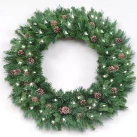 12' Pre-Lit Cheyenne with Pine Cones Commercial Christmas Wreath - Clear Lights