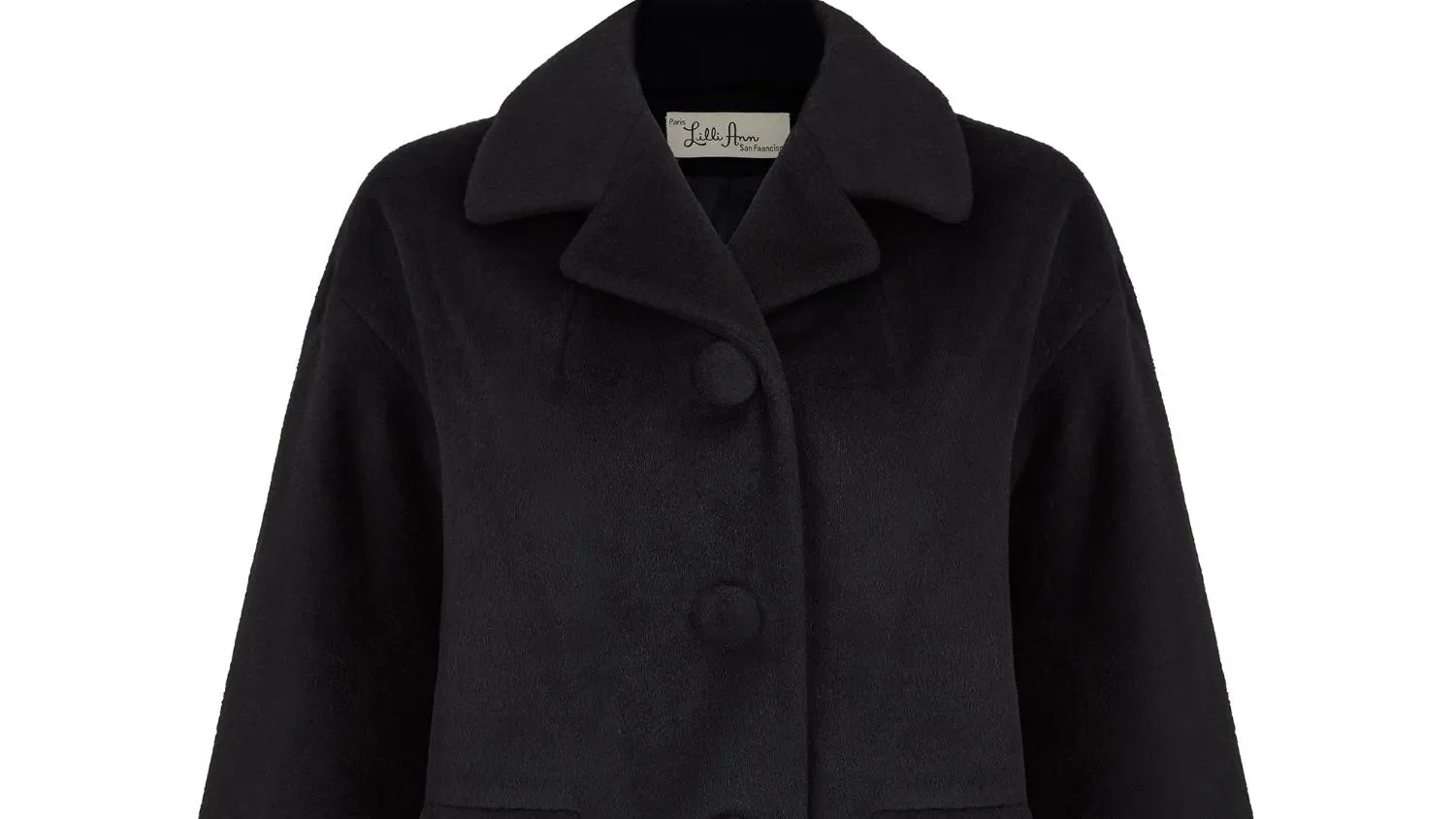 1950s Lilli Ann Black Felt Wool Box Jacket