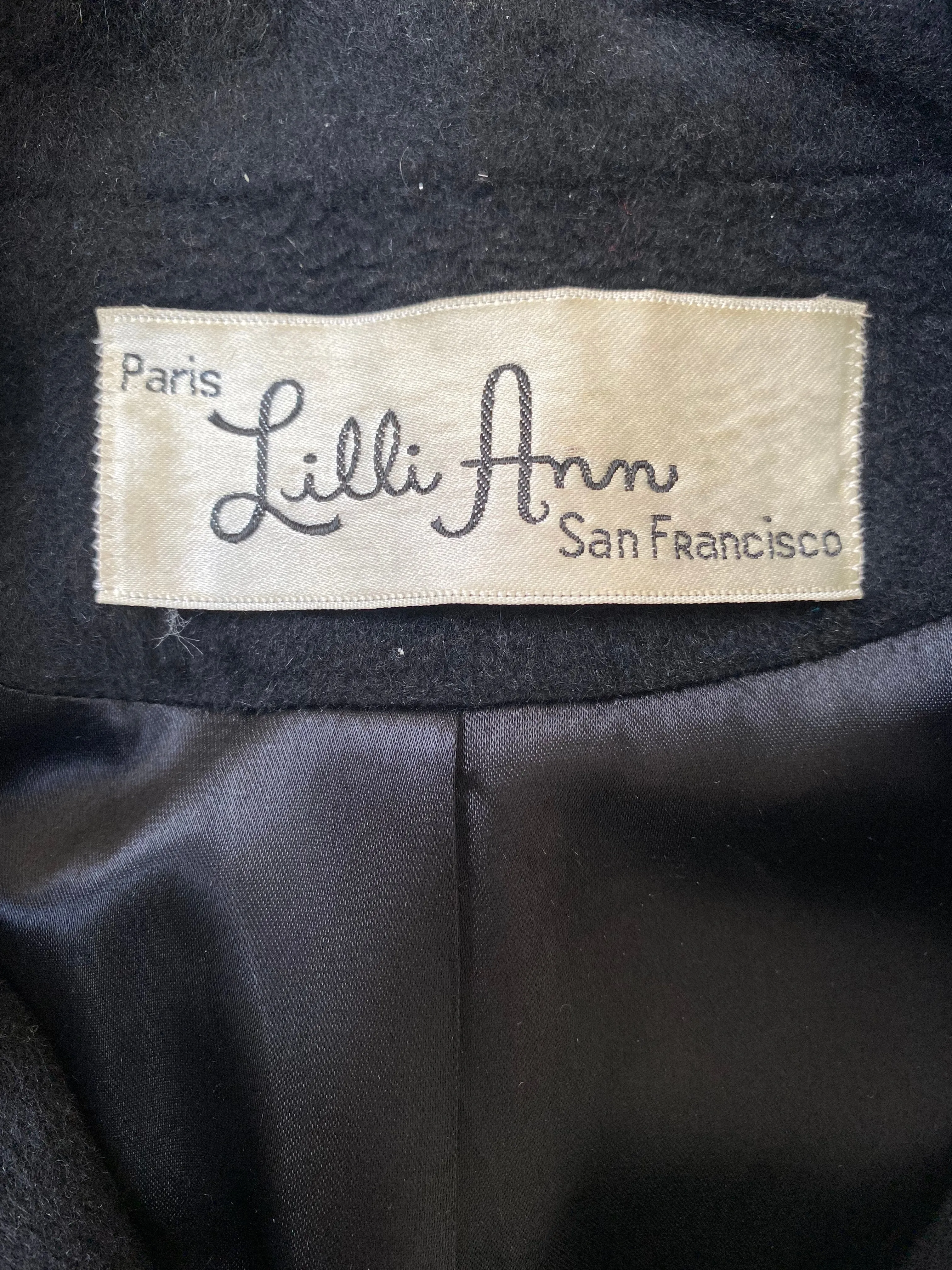 1950s Lilli Ann Black Felt Wool Box Jacket