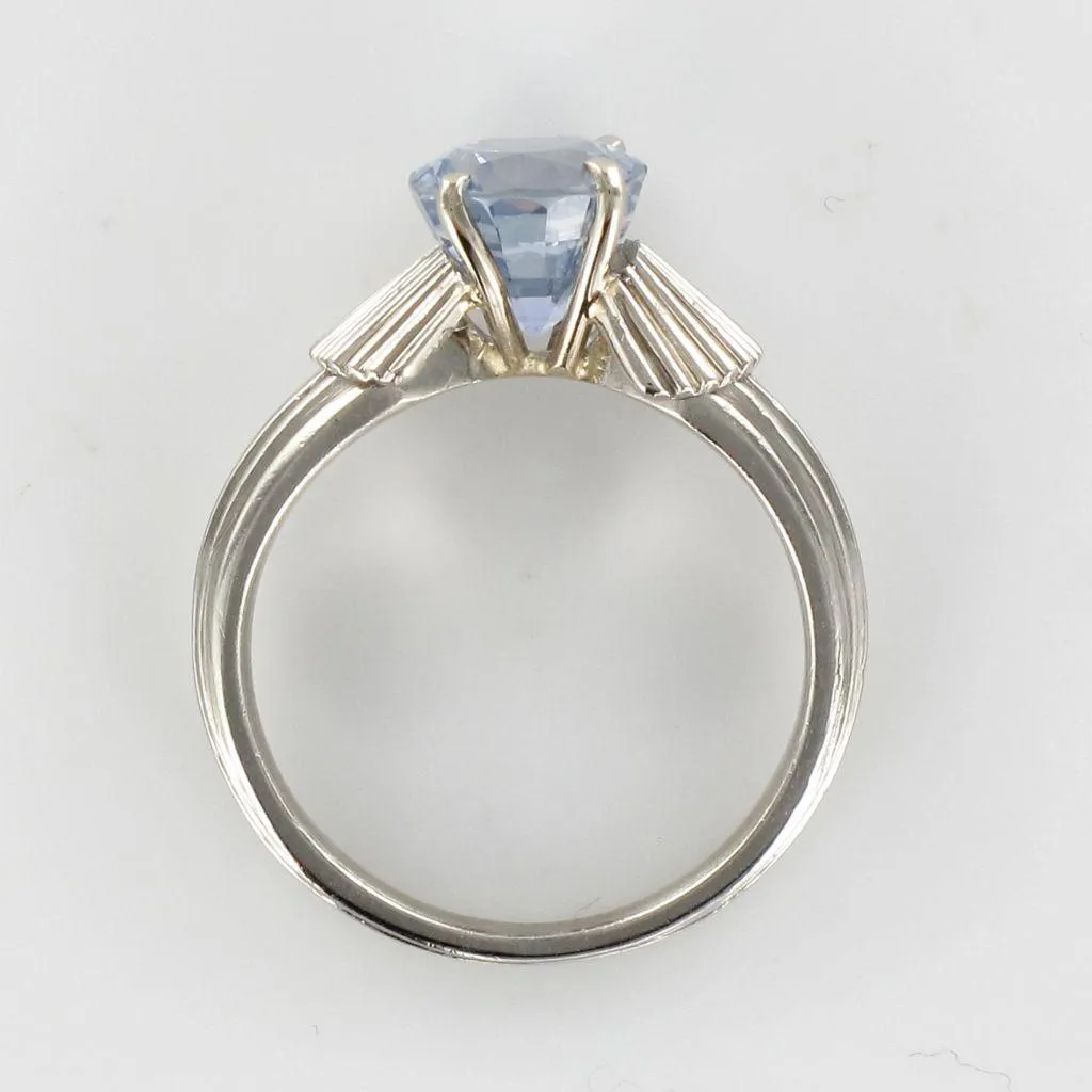 1970s 2, 80 Carat No Heat Ceylon Sapphire Platinum Ring