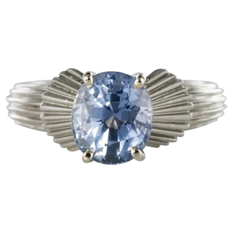 1970s 2, 80 Carat No Heat Ceylon Sapphire Platinum Ring