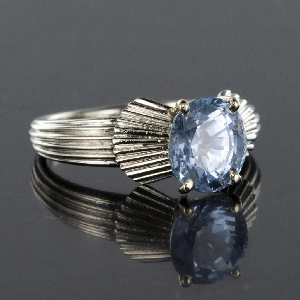 1970s 2, 80 Carat No Heat Ceylon Sapphire Platinum Ring