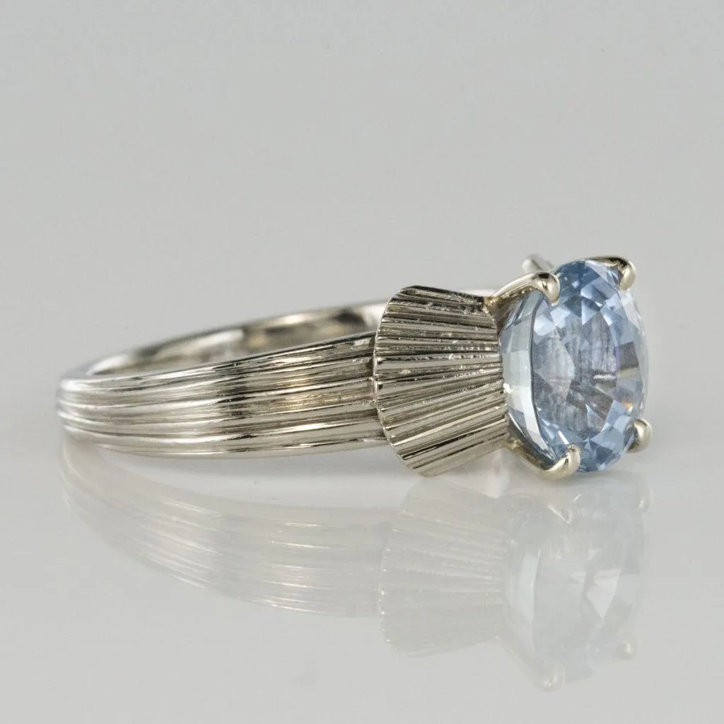 1970s 2, 80 Carat No Heat Ceylon Sapphire Platinum Ring