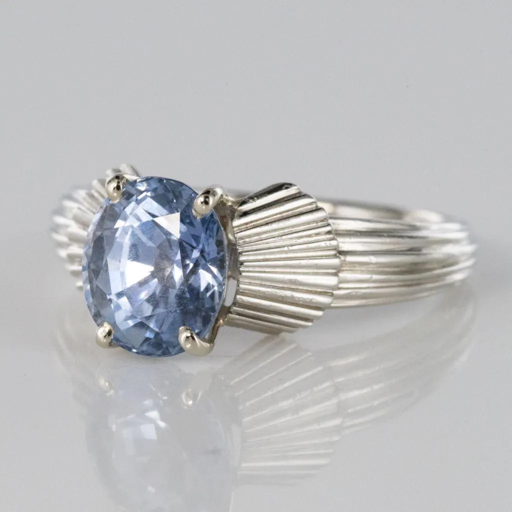 1970s 2, 80 Carat No Heat Ceylon Sapphire Platinum Ring