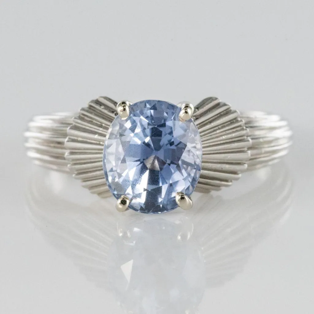 1970s 2, 80 Carat No Heat Ceylon Sapphire Platinum Ring