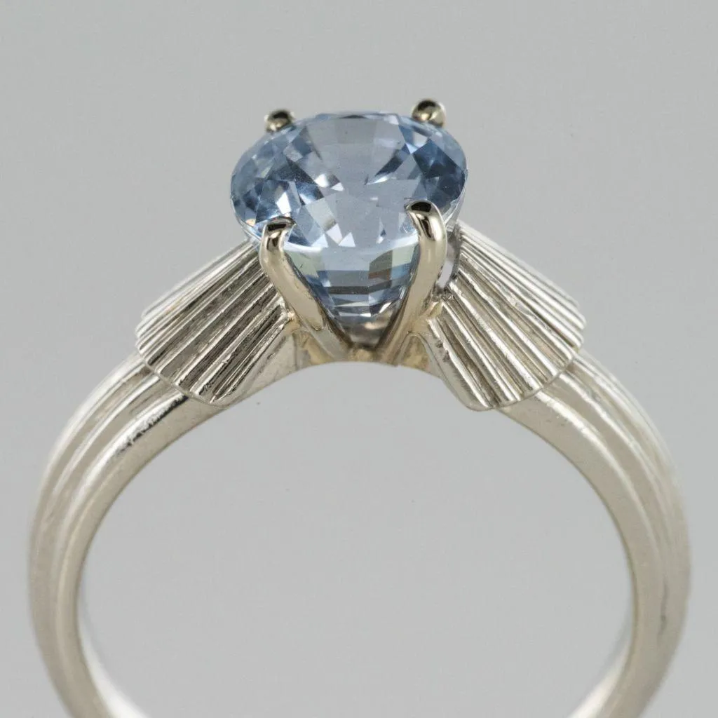 1970s 2, 80 Carat No Heat Ceylon Sapphire Platinum Ring