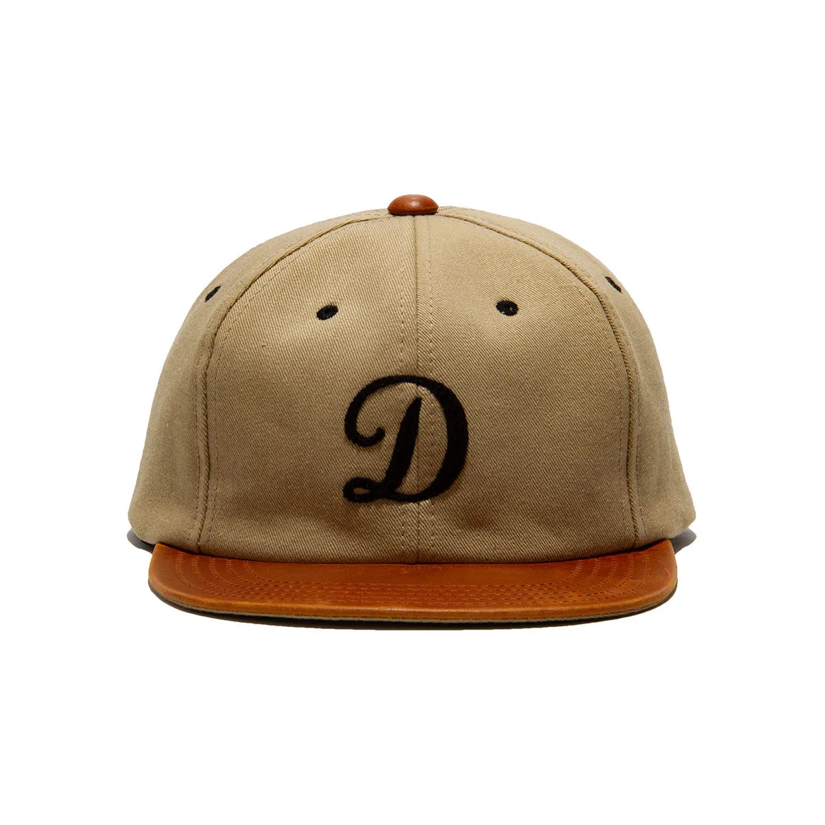 2 TONE LEATHER COTTON CAP - Beige