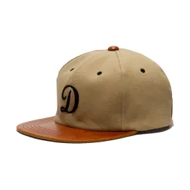 2 TONE LEATHER COTTON CAP - Beige