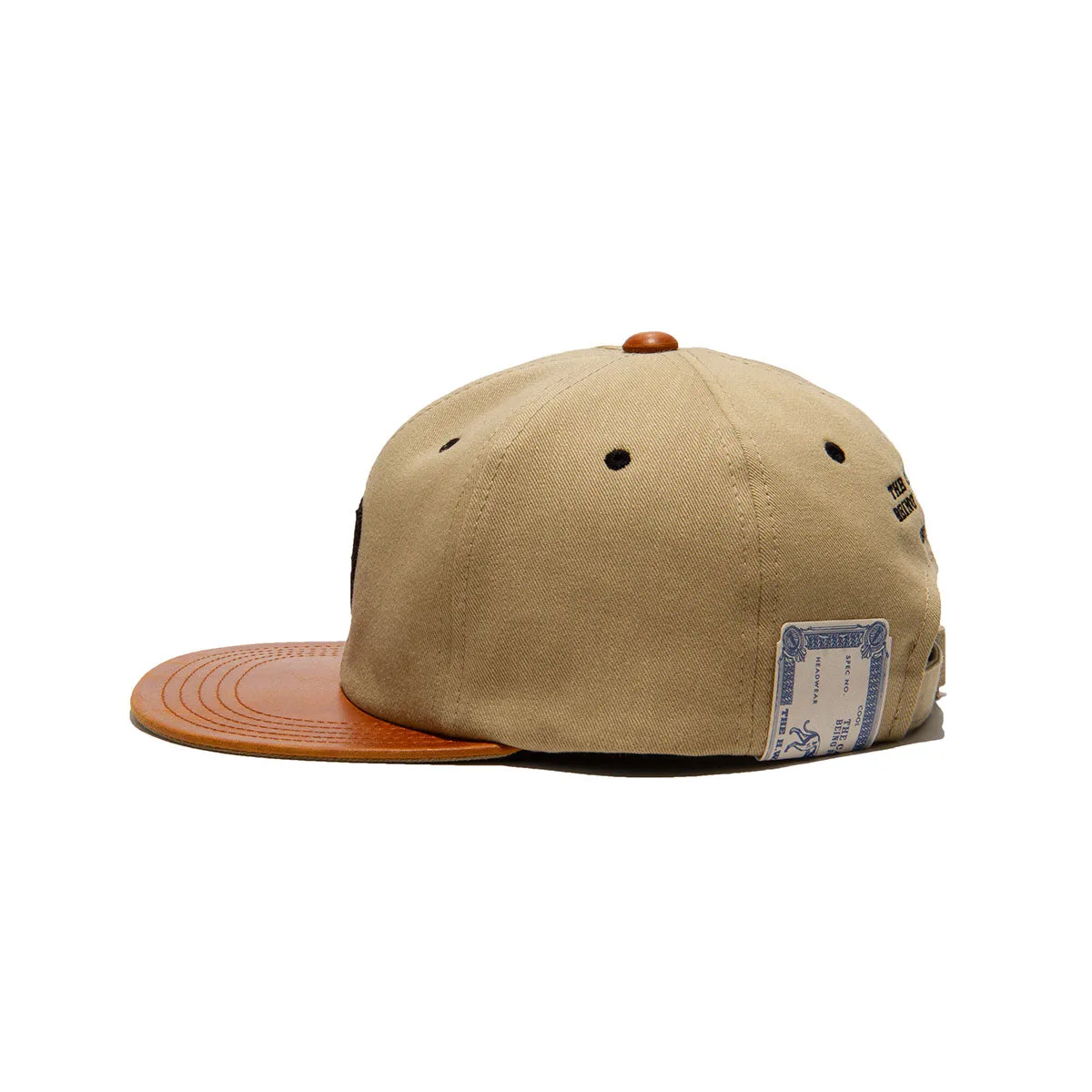 2 TONE LEATHER COTTON CAP - Beige