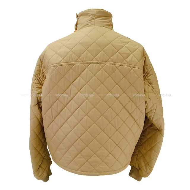 2023 HERMES Blouson Ladies Clou de Selle patch Short Quilting Jacket Beige/Orange Polyester 34 Silver HW[EXCELLENT][Authentic]