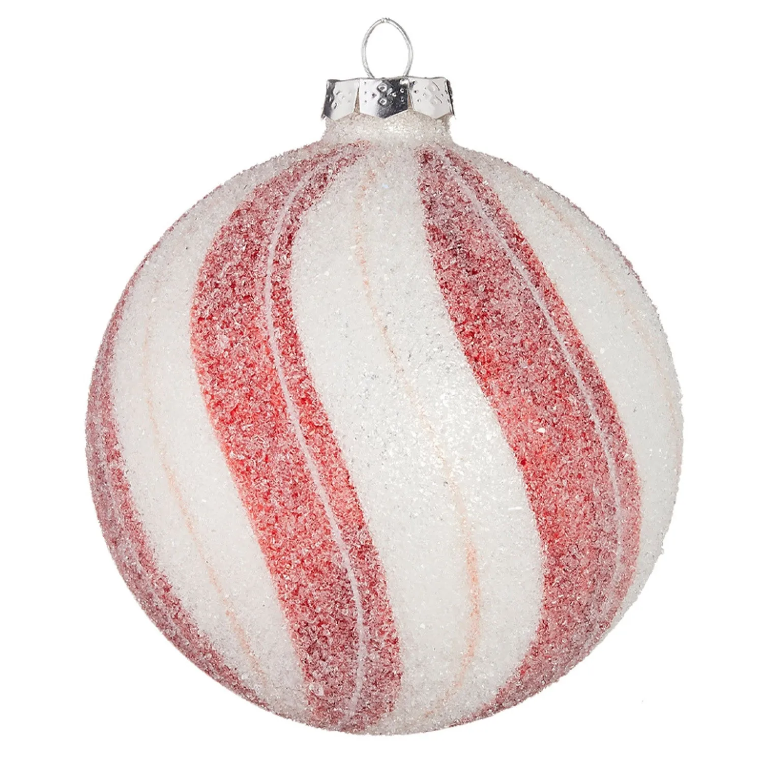 4" Red and White Peppermint Striped Glass Christmas Ornament