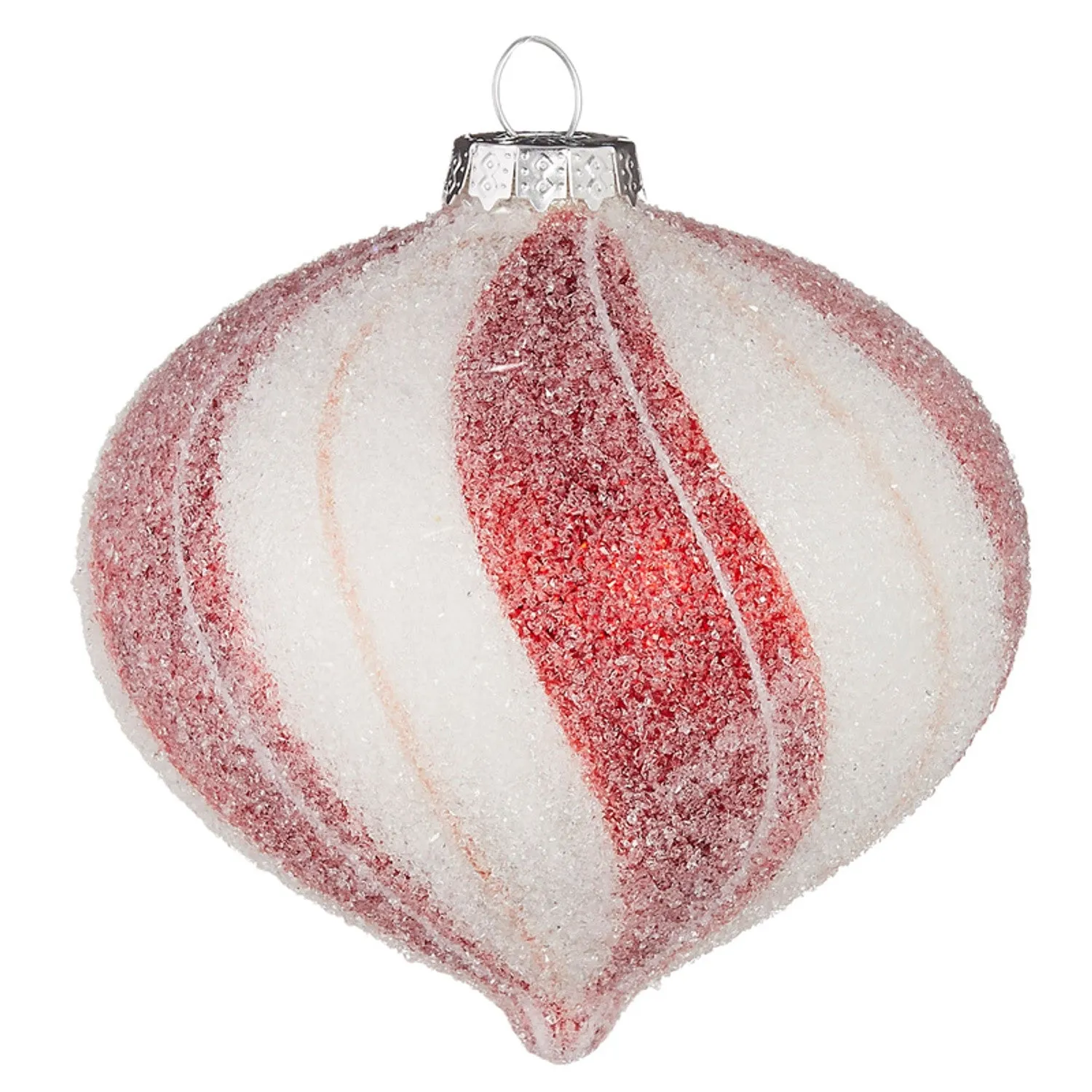 4" Red and White Peppermint Striped Glass Christmas Ornament