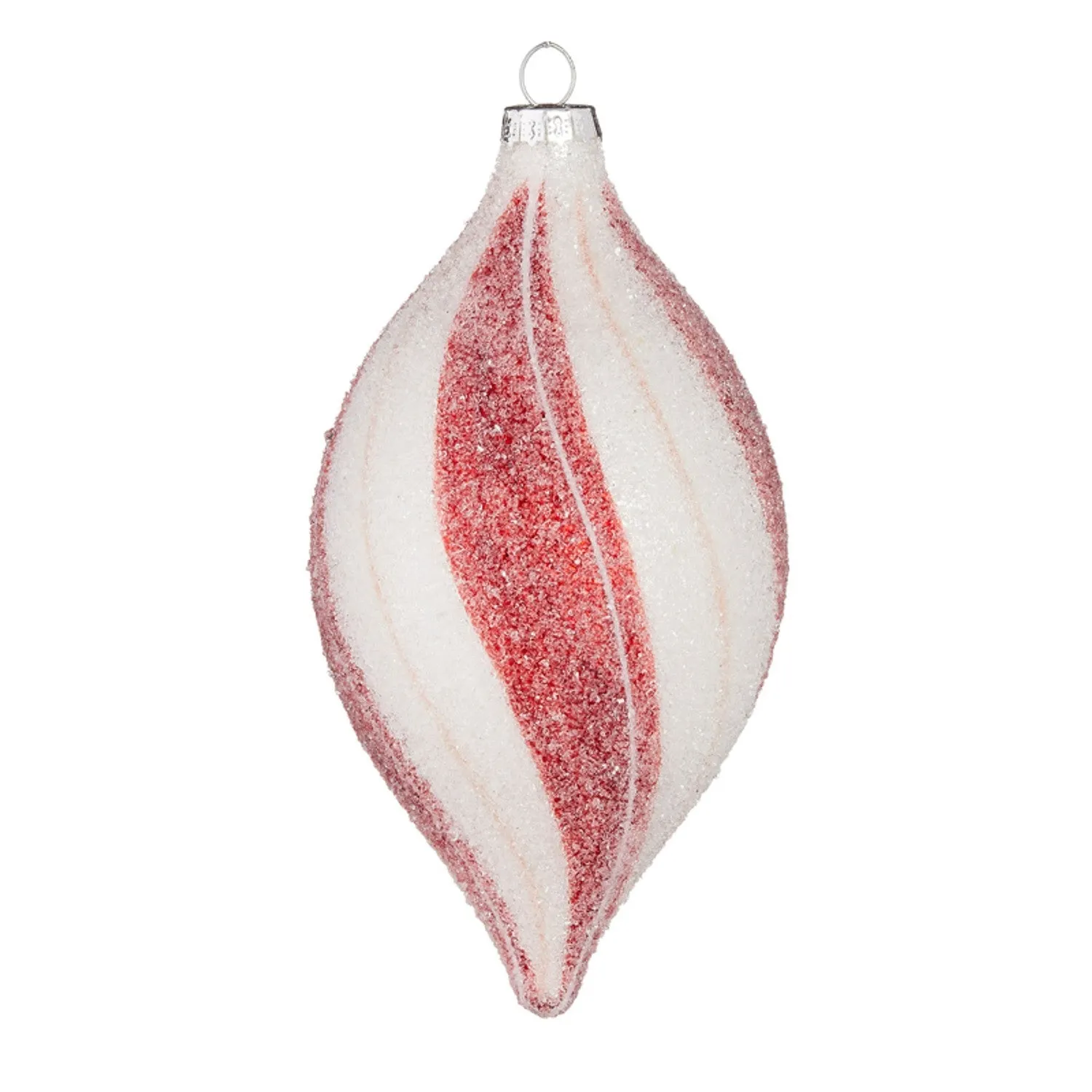 4" Red and White Peppermint Striped Glass Christmas Ornament