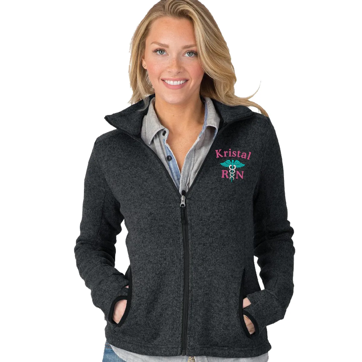 5493 |  Charles River Women's Heathered Fleece Nurse Jacket