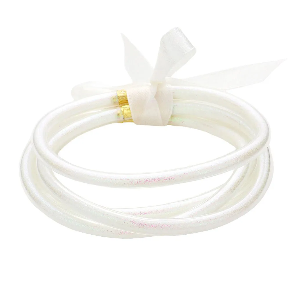 5PCS Glitter Jelly Tube Bangle Bracelets