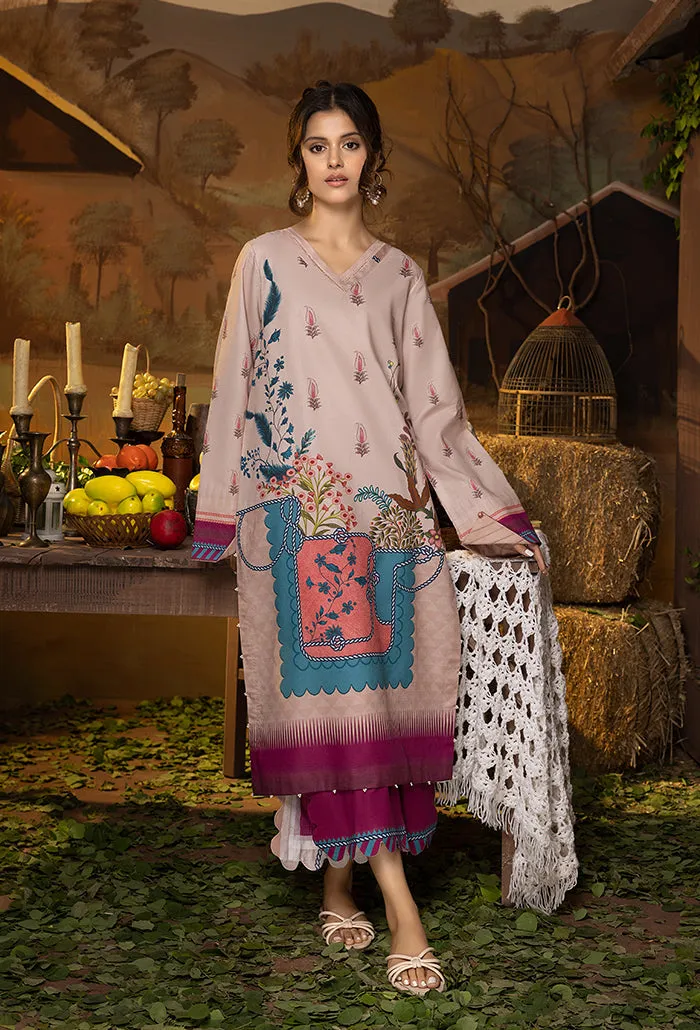 A La Mode by Humdum Unstitched Printed Lawn 2 Piece Suit AM-05