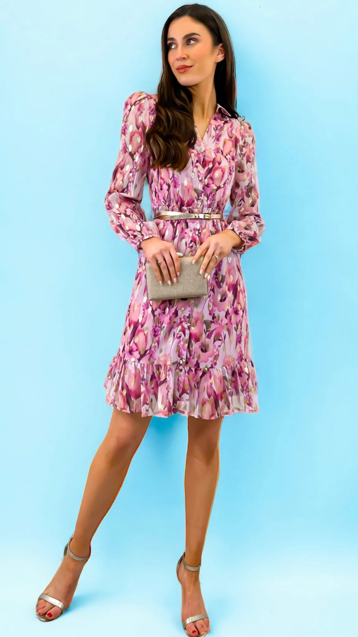 A1623 Pink Print Cal Dress