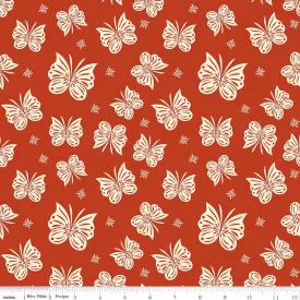 Acorn Valley Flutter Red Cotton Lycra Knit Fabric by Riley Blake