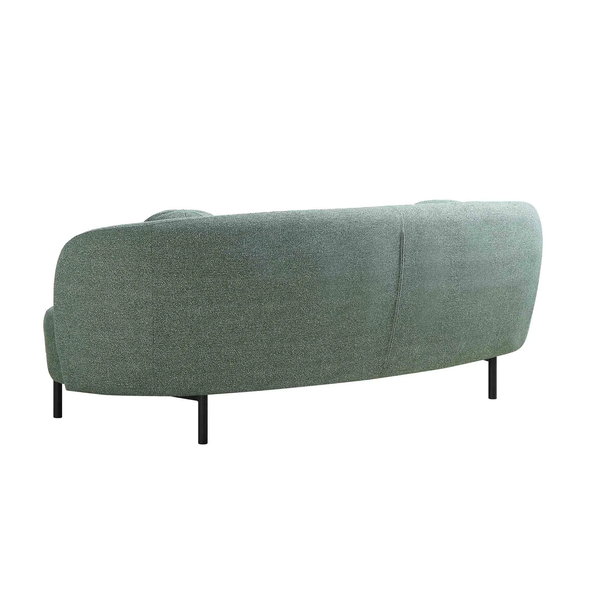 Amboise 3-Seater Curved Sofa with Ball Cushions, Spruce Green Textured Fabric