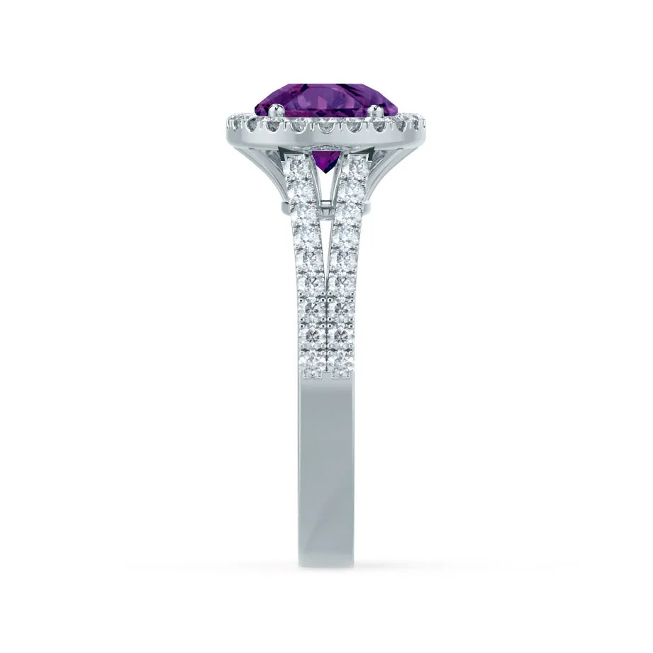 AMELIA - Chatham® Lab Grown Alexandrite & Diamond Platinum 950 Halo Ring