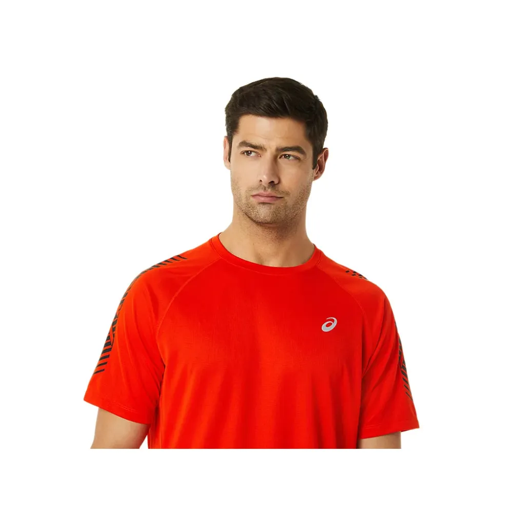 ASICS Men's Icon Short Sleeve Top (Cherry Tomato/Performance Black)