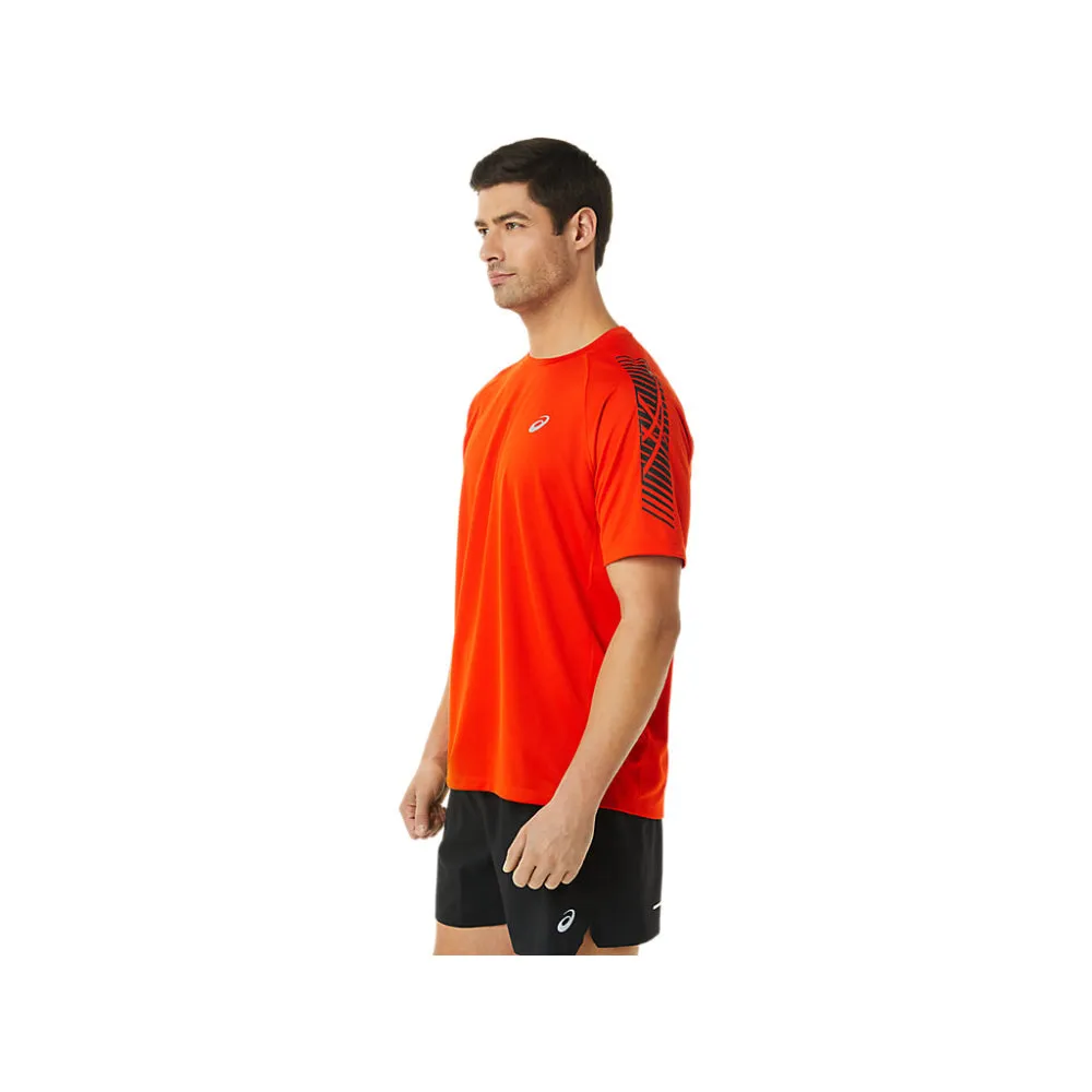 ASICS Men's Icon Short Sleeve Top (Cherry Tomato/Performance Black)