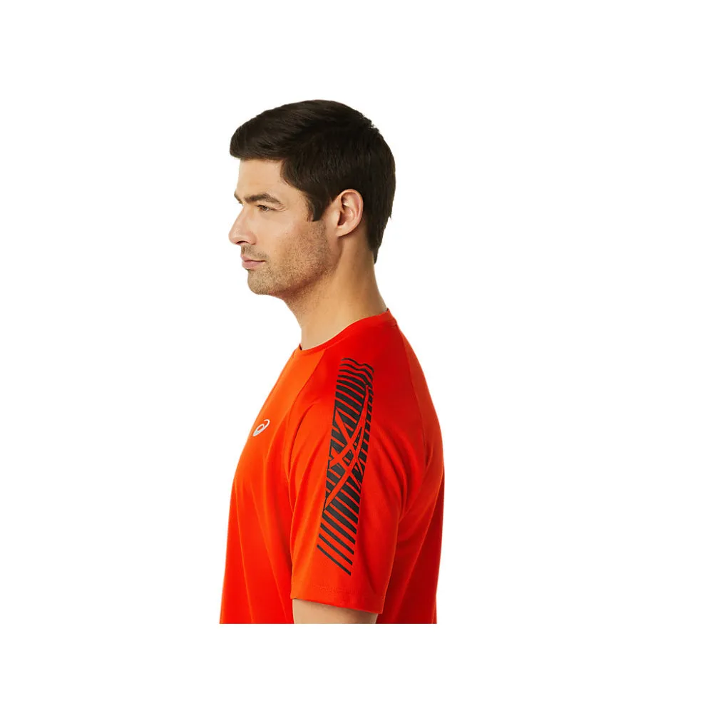 ASICS Men's Icon Short Sleeve Top (Cherry Tomato/Performance Black)