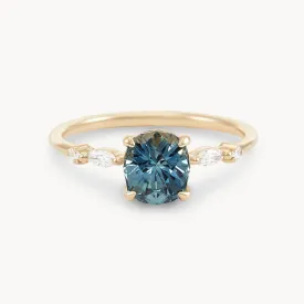 aurora's essence one-of-a-kind ring - 14k yellow gold ring, light sky blue oval sapphire