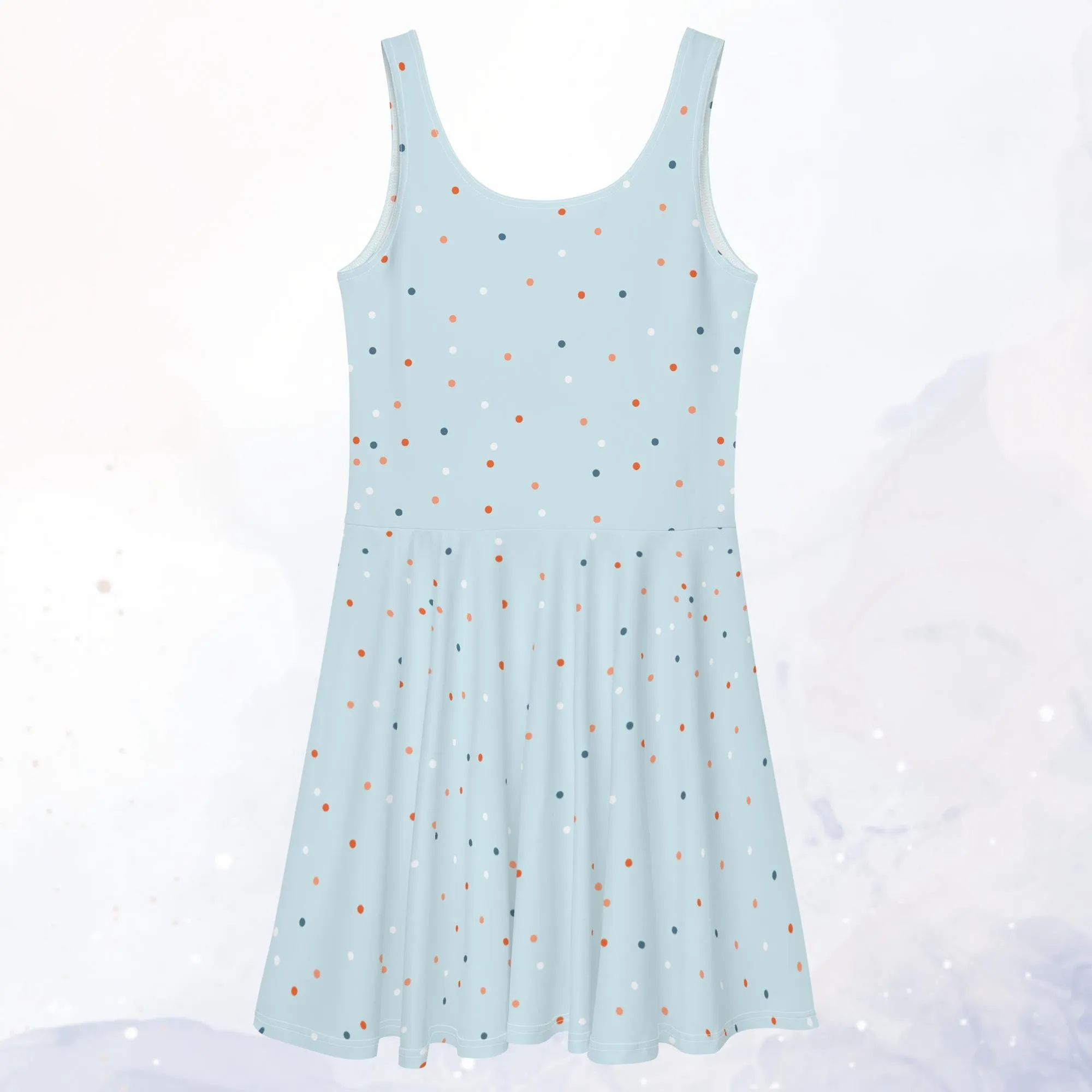 Baby Blue Polka Dot Tank Top Skater Circle Dress