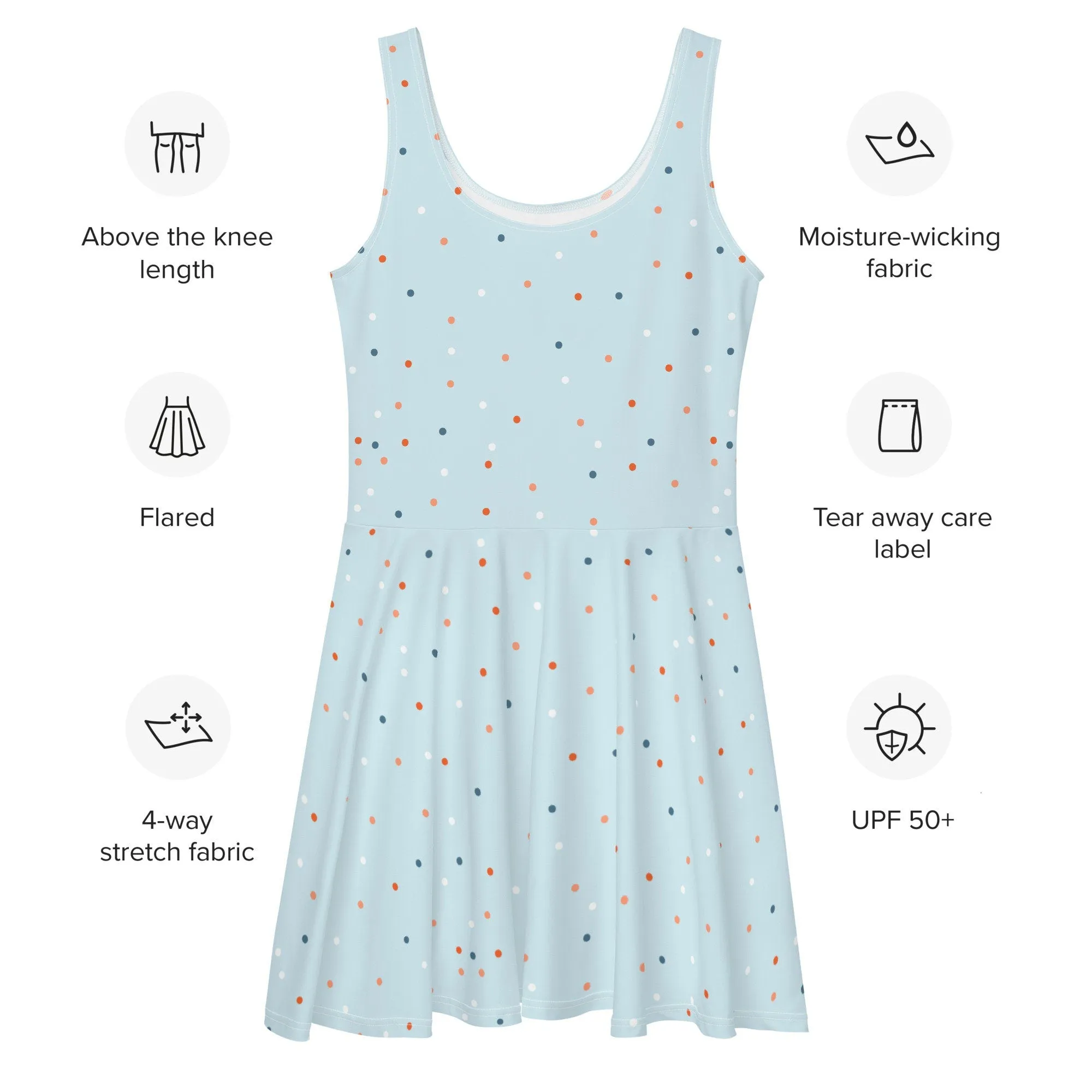 Baby Blue Polka Dot Tank Top Skater Circle Dress