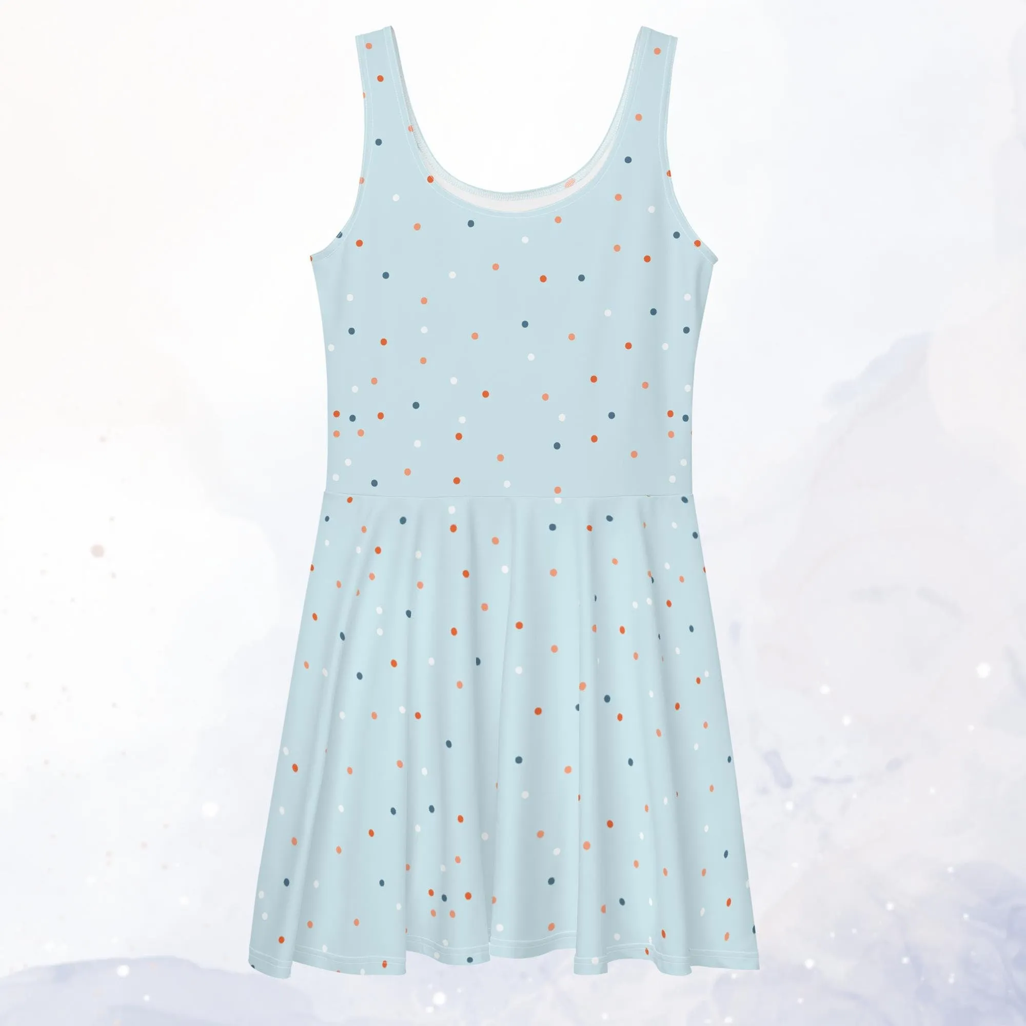 Baby Blue Polka Dot Tank Top Skater Circle Dress