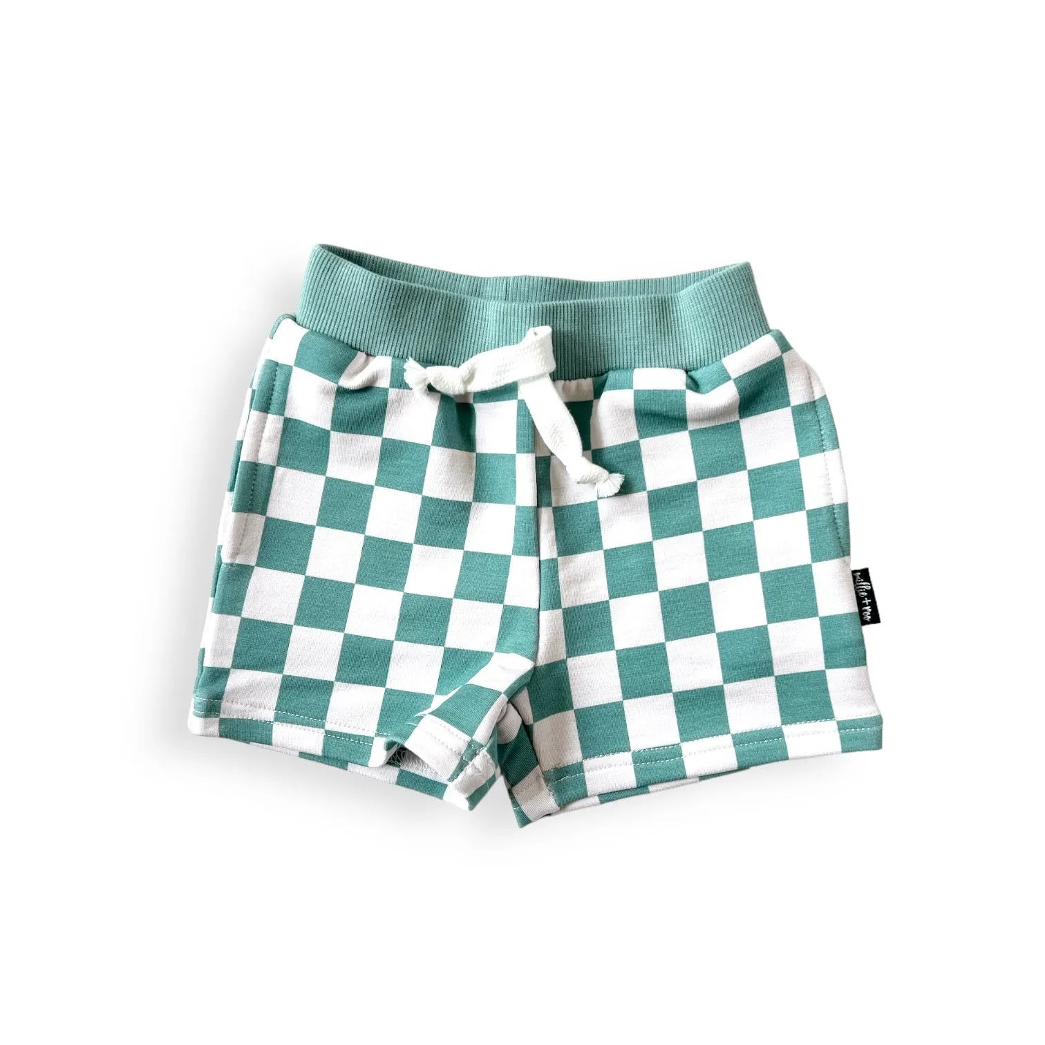 BAMBOO JOGGER SHORTS- Sage Check