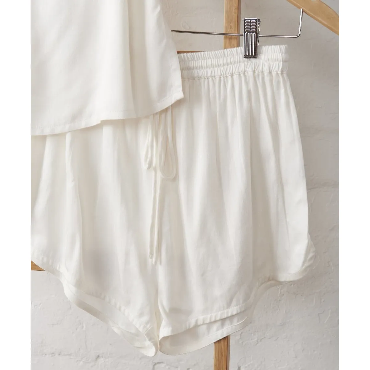 Bamboo Pyjama Set - Cami & Shorts in White