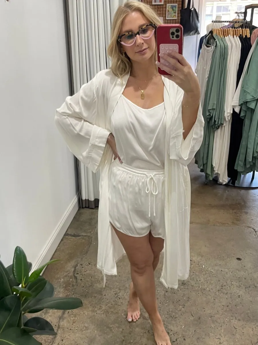 Bamboo Pyjama Set - Cami & Shorts in White