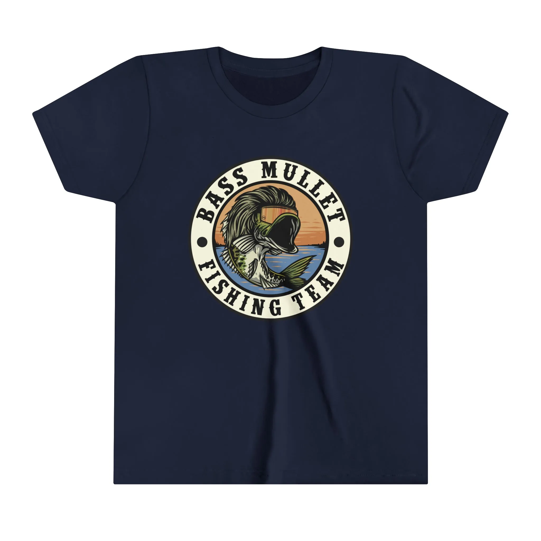 Bass Mullet Fishing Team Badge Youth Tee