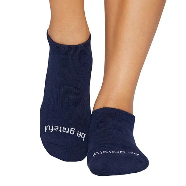 Be Grateful - Navy White Grip Socks