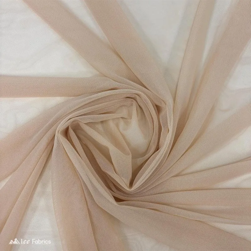 Beige 4 Way Stretch Nylon Spandex Power Mesh Fabric