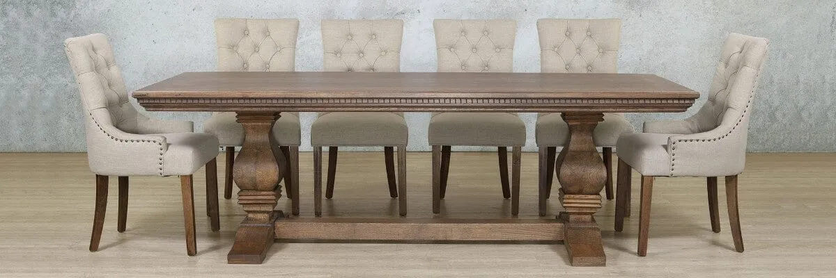 Belmont Fluted Wood & Duchess 10 Seater Dining Set