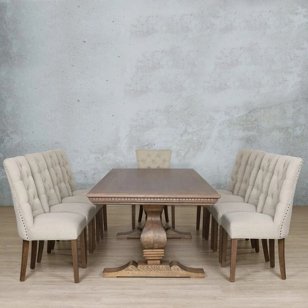 Belmont Fluted Wood & Duchess 10 Seater Dining Set