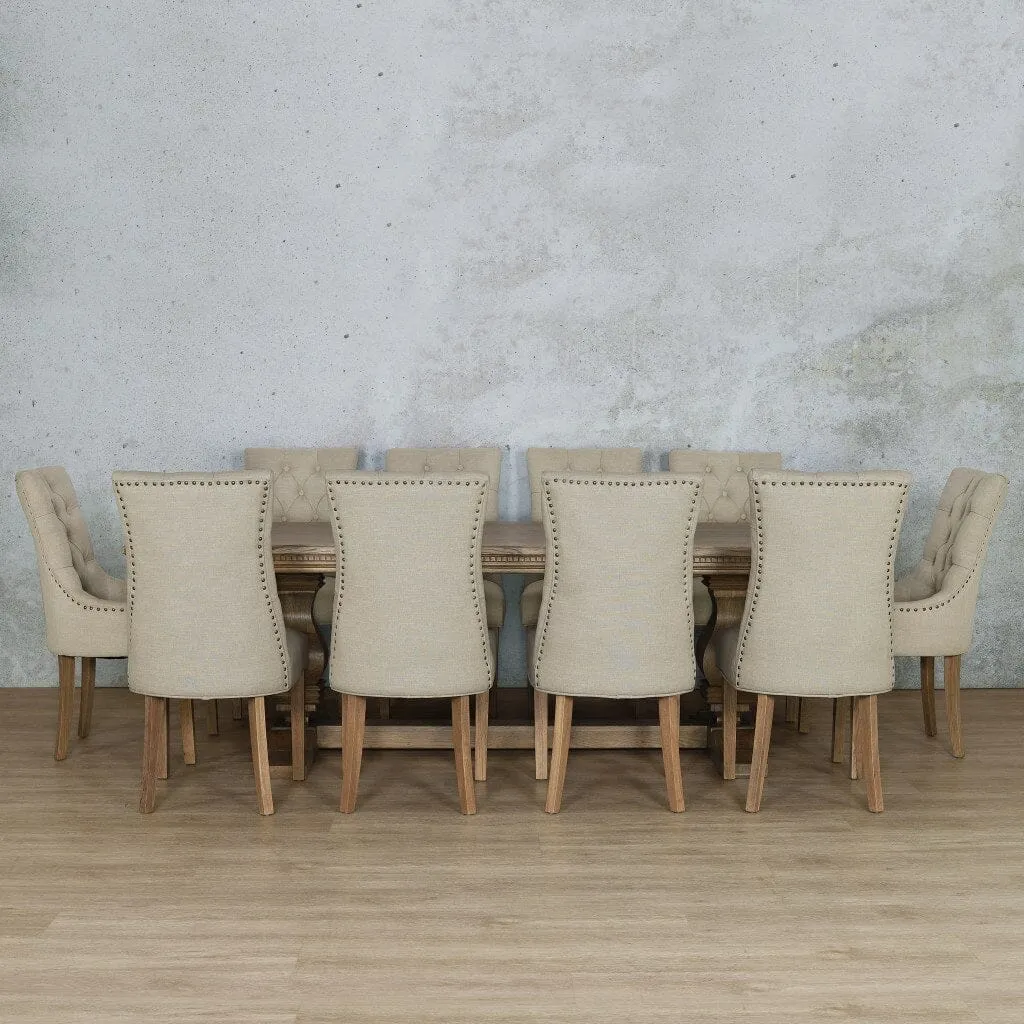 Belmont Fluted Wood & Duchess 10 Seater Dining Set