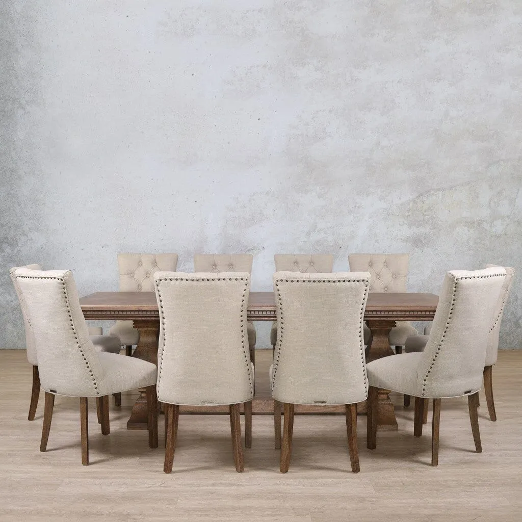 Belmont Fluted Wood & Duchess 10 Seater Dining Set