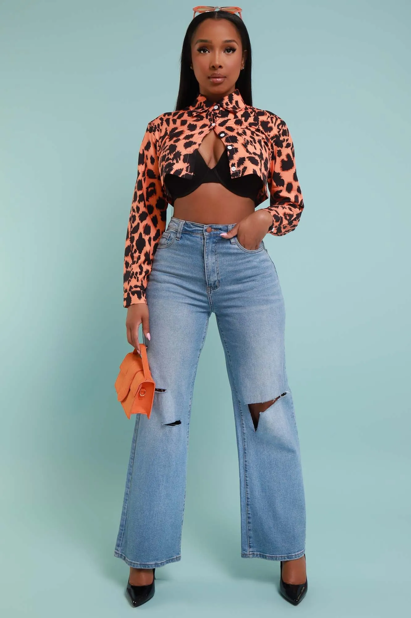 Best In The Game Print Crop Top - Orange/Black