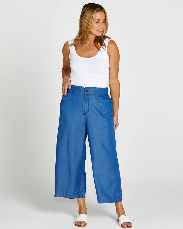 Betty Basics Apollo Bay Lyocell Crop Pant Antique Indigo