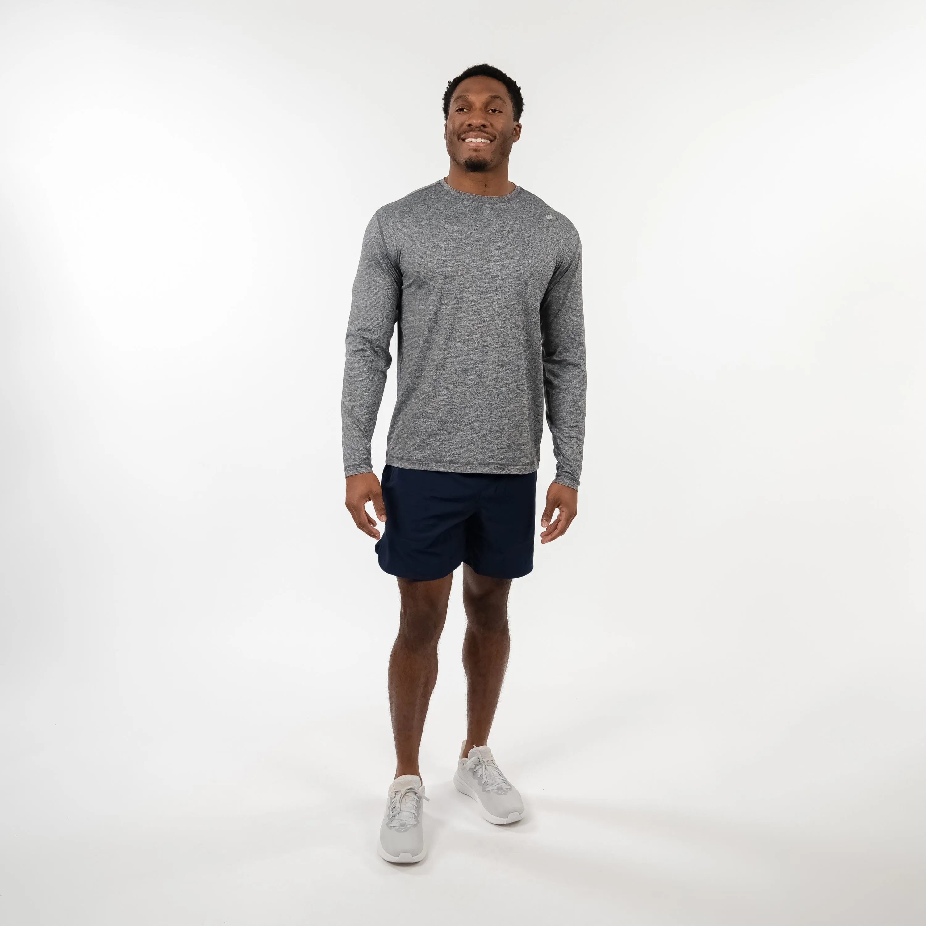 Blitz Tech Long Sleeve Tee | Heather - Middie Grey/White