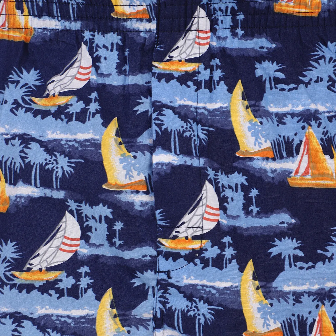 Blue Sail Boat Printed Cotton Boxers