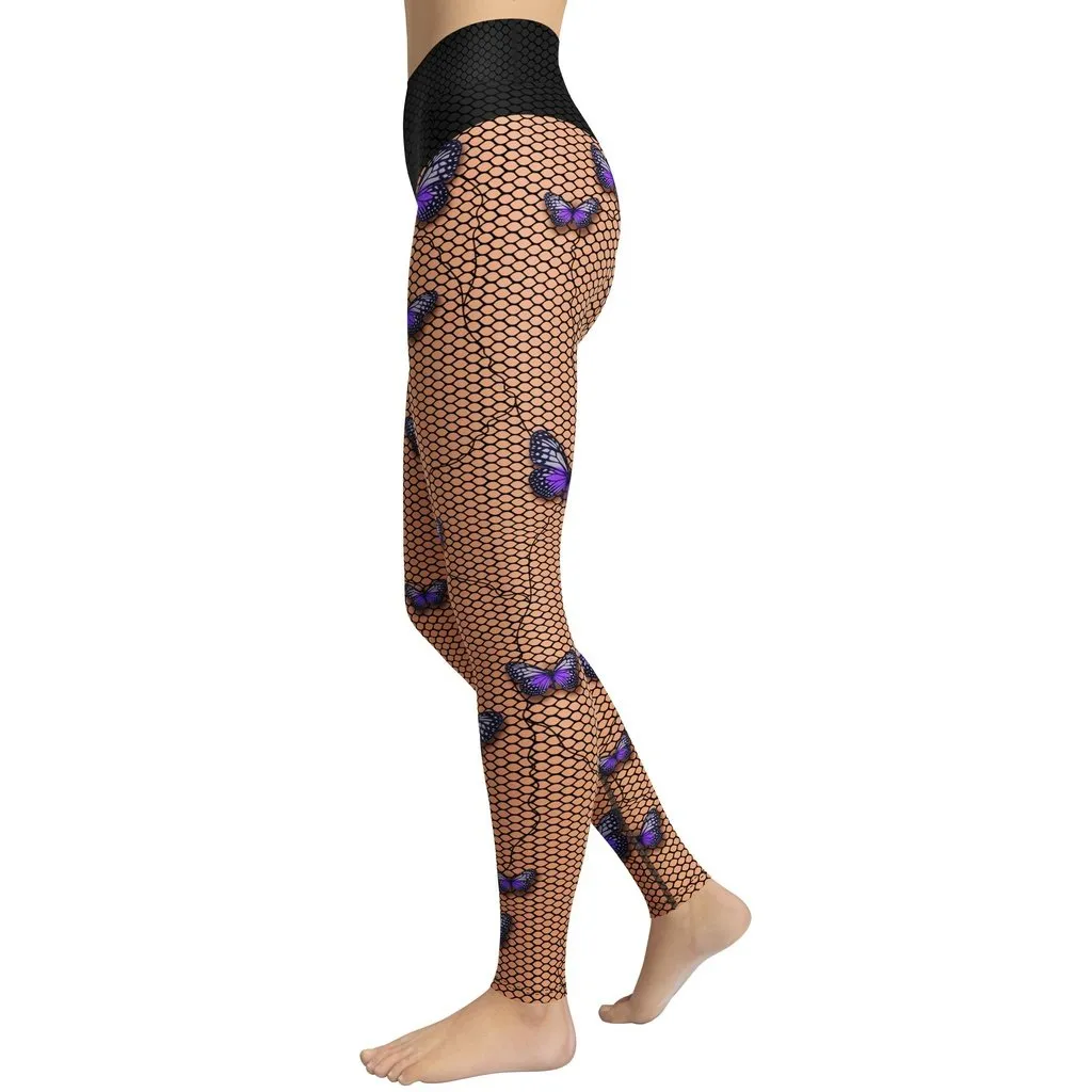 Bold Butterfly Mesh Yoga Leggings