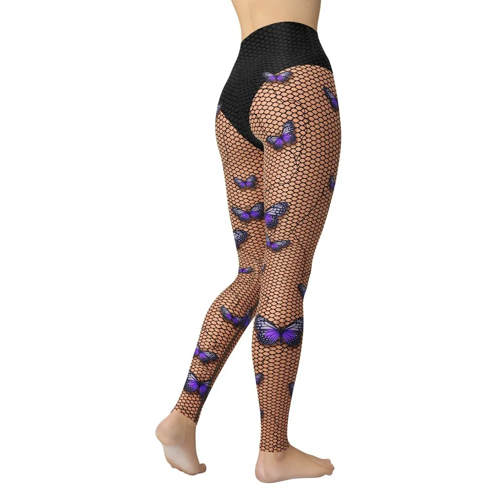 Bold Butterfly Mesh Yoga Leggings