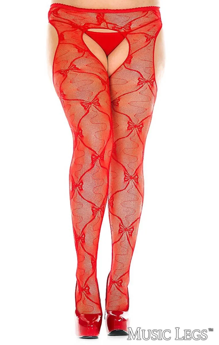 Bow Lace Suspender Pantyhose